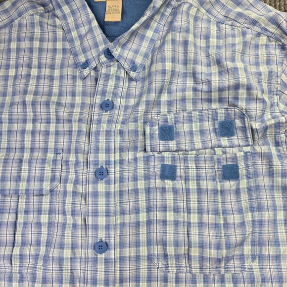 Duluth Trading Shirt Mens XL Tall Blue Plaid Button Up Vented Pocket Gorp Casual - Picture 5 of 12